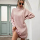 Winter Solid Knitted turtleneck sweater dress Mini - EX-STOCK Canada