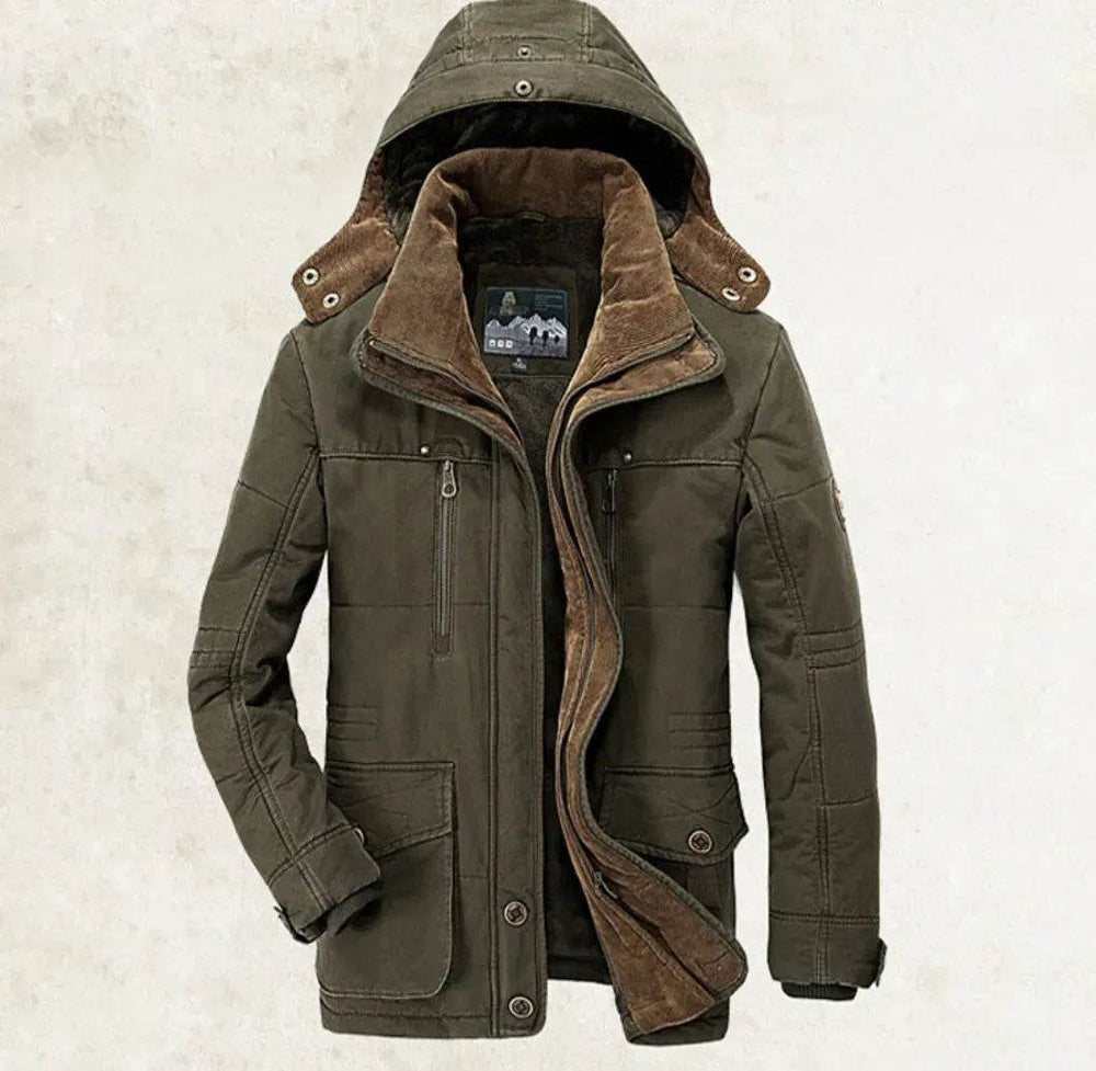 Thickened multi-pocket hooded men's cotton coat - EX-STOCK Canada