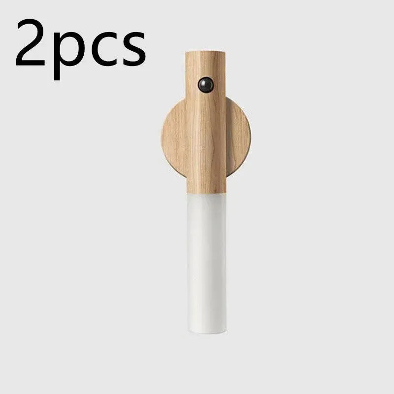 Auto LED USB Magnetic Wood Wireless Night Light Corridors Porch Lights PIR Motion Sensor Wall Light Cabinet Lamp - EX-STOCK CANADA