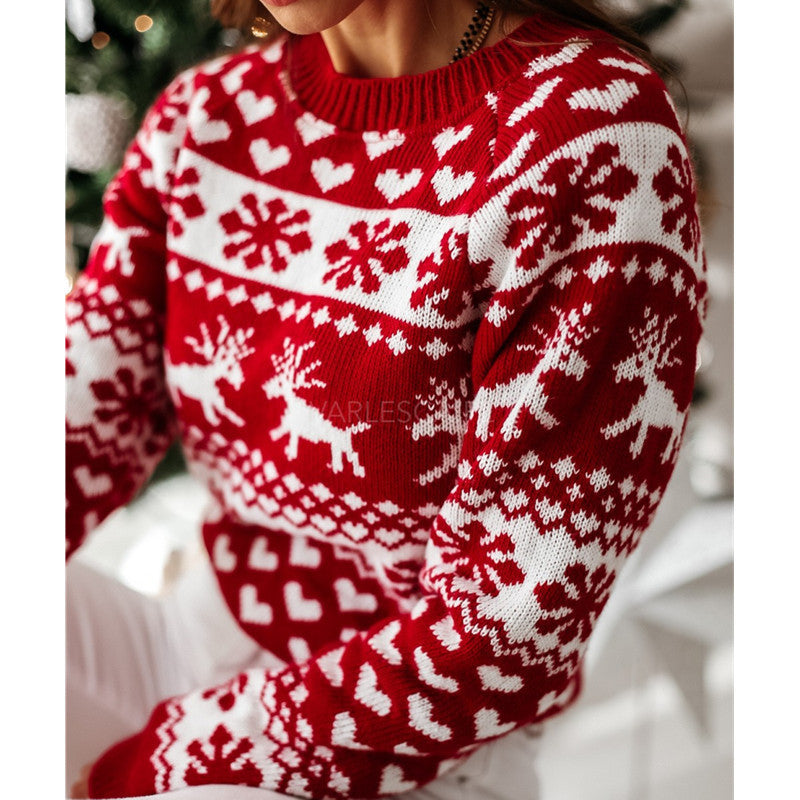 Christmas Elk Long Sleeve Knitted Sweater EX-STOCK Canada 