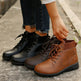 Round Toe Lace-up Ankle Boots Fall Winter Fashion Versatile Non-slip Flat Shoes Retro Western Cowboy Ankle Boot For Women - EX-STOCK Canada