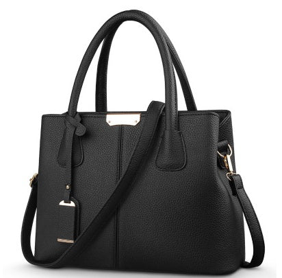 Women's PU Leather Lychee Pattern Shoulder Bag – Portable Crossbody Messenger Bag