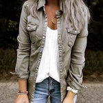 European and American mid-length fitted denim jacket top for women - EX-STOCK CANADA