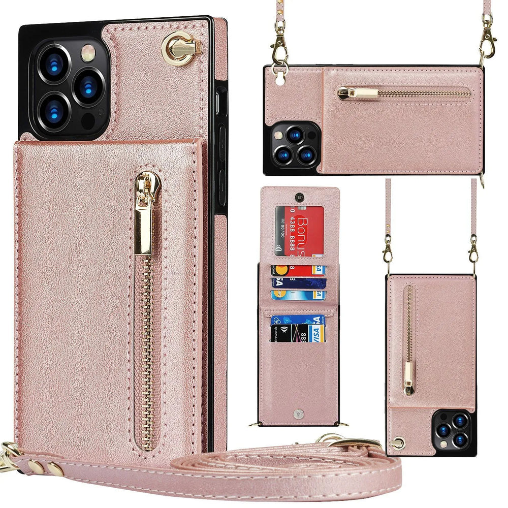 Samsung leather Crossbody Phone Case Card Holder Wallet leather case - EX-STOCK CANADA