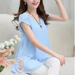 New Spring Summer Women Chiffon Loose Blouse  top O-Neck Short sleeve Plus size - EX-STOCK CANADA
