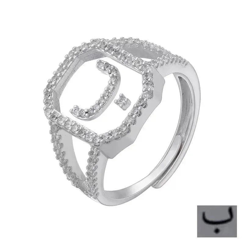 Fashion Micro Inlaid Zircon Arab Letters Ring for women - EX-STOCK CANADA