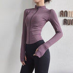Slim fit Long sleeve Zipper Workout Top Sports Running Gym top for women - EX-STOCK Canada