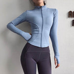 Slim fit Long sleeve Zipper Workout Top Sports Running Gym top for women - EX-STOCK Canada