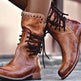 Studded Low Heel Rider Boots – Women's Lace-Up Moto Boots | Black, Coffee, Grey