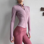 Slim fit Long sleeve Zipper Workout Top Sports Running Gym top for women - EX-STOCK Canada