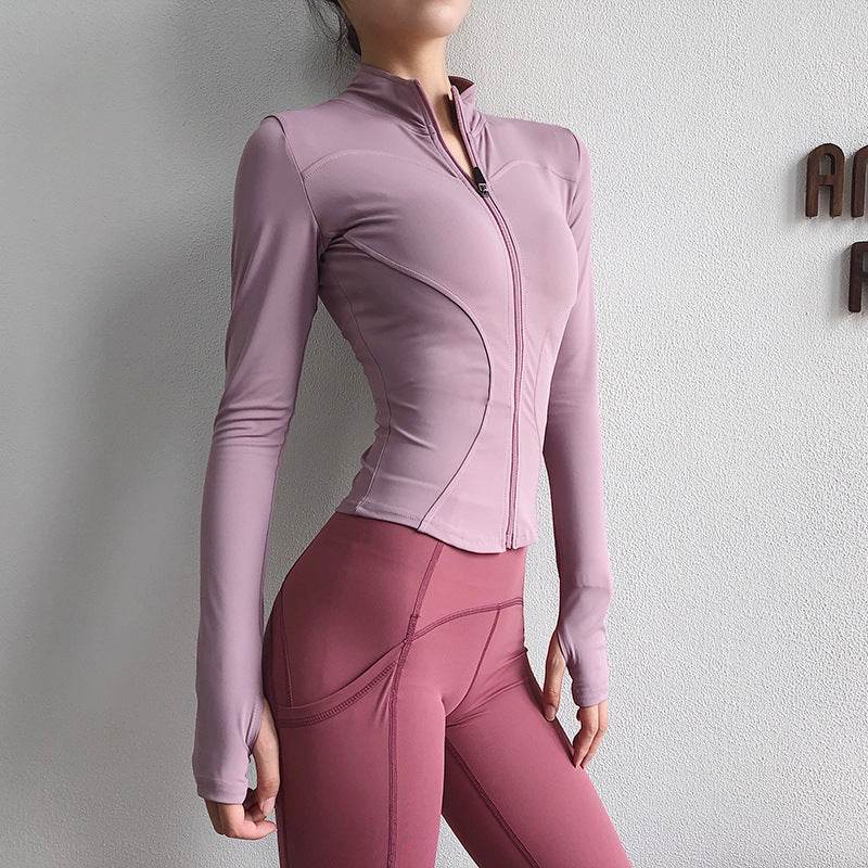 Slim fit Long sleeve Zipper Workout Top Sports Running Gym top for women - EX-STOCK Canada
