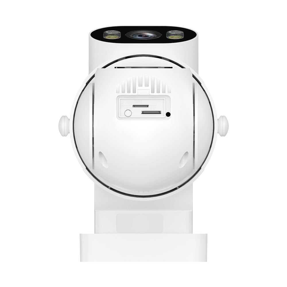 White 4G LTE Outdoor PTZ Security Camera with Solar Panel 4