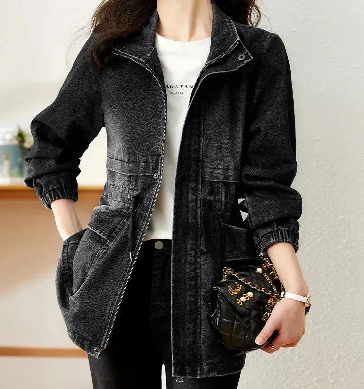 Fashion formal fitted  Zip up Denim Jacket Women - EX-STOCK CANADA