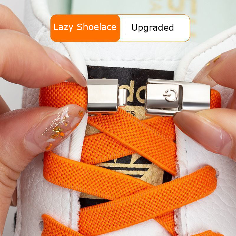Press Lock Elastic No-Tie Shoelaces – 8MM Flat Widened Laces for Sneakers, Kids & Adults