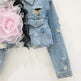 Elegant women fashion embroidered cropped Ripped blue Denim Jacket - EX-STOCK CANADA