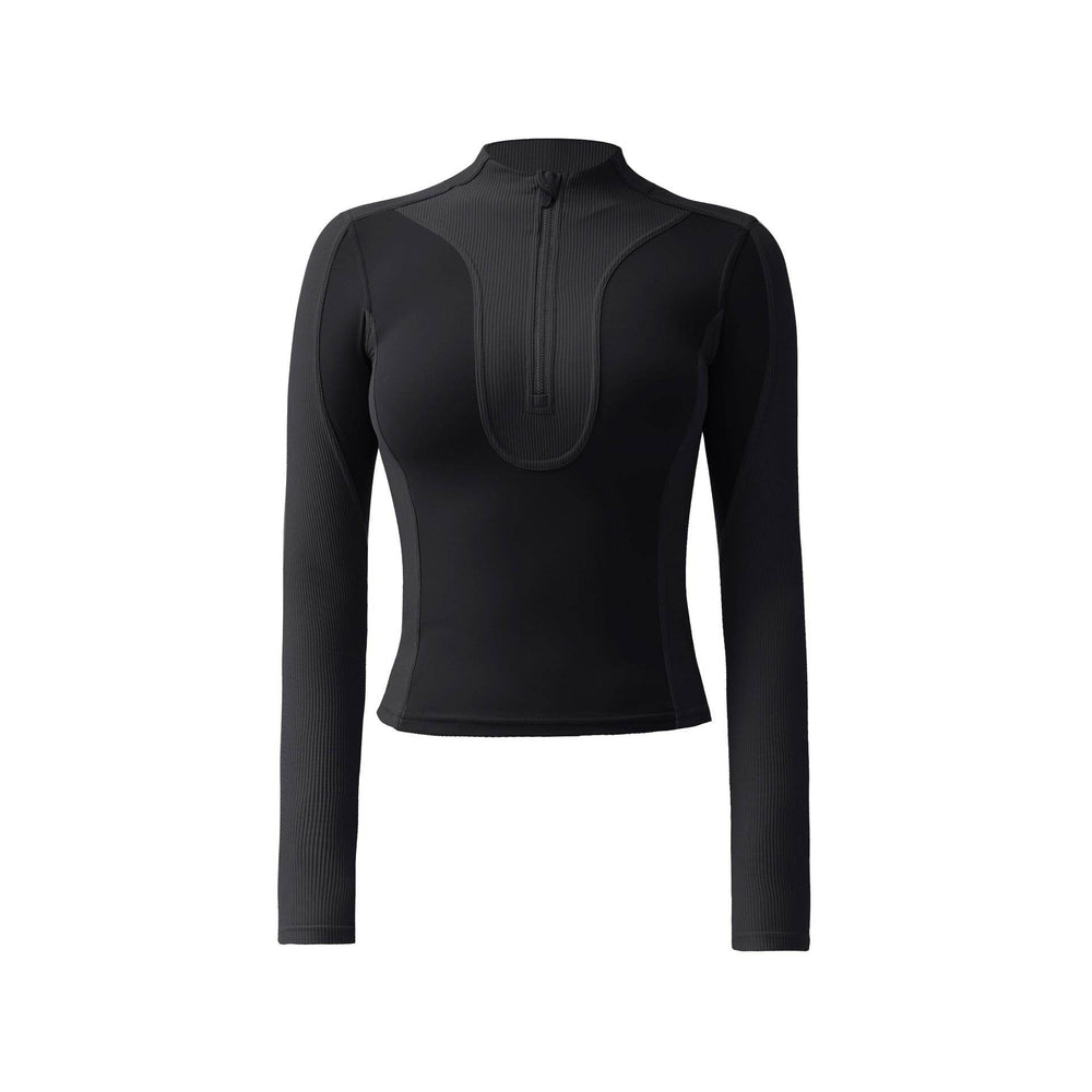 Long sleeve gym top for women Slim fit Half Zip Fitness Workout Top - EX-STOCK Canada