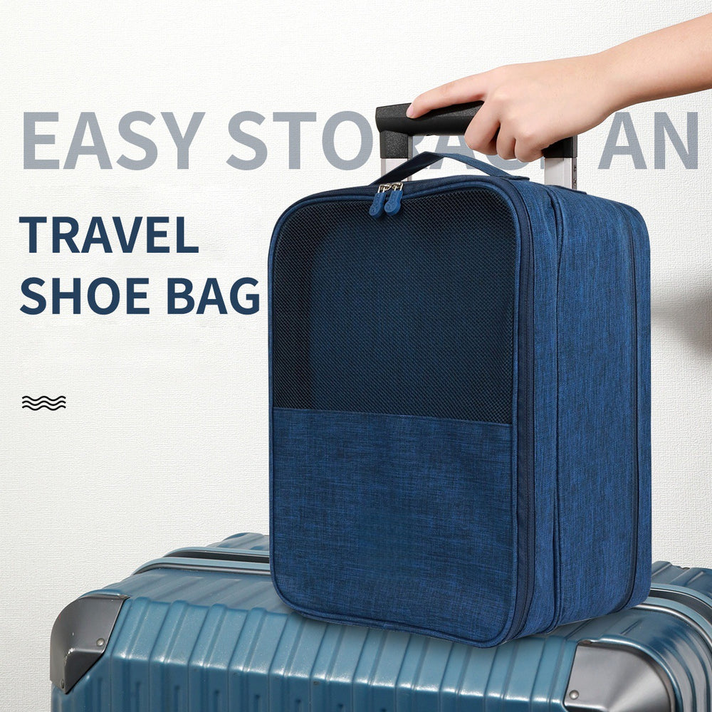Travel Shoe Storage Bag – Multi-Layer Organizer for Shoes, Clothes & Accessories blue