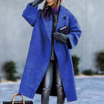 Autumn And Winter Long Woolen Color Temperament Commute No Belt Lapel Loose Woolen Green Coat - EX-STOCK Canada