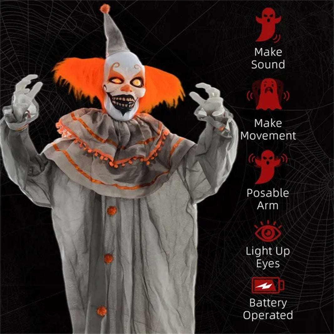 6' Life Size Orange Classic Clown Outdoor Halloween Decoration Animatronic, Sound And Motion Activated W Light Up Eyes EX-STOCK Canada 