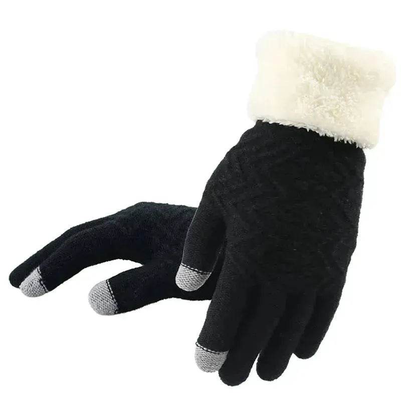 Winter knitted Woolen gloves Unisex thermal gloves faux fur gloves - EX-STOCK Canada