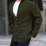 Single-breasted Long Sleeve Lapel Sweater Men's Clothing EX-STOCK Canada 