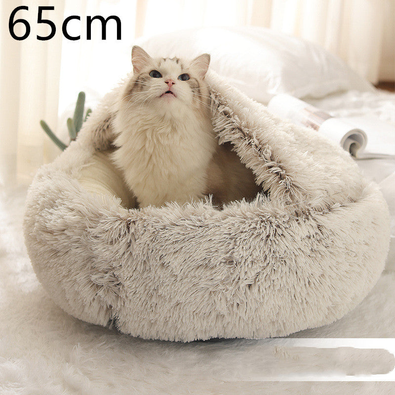 2 In 1 Dog And Cat Bed Pet Winter Bed Round Plush Warm Bed House Soft Long Plush Pets Bed Pet Products EX-STOCK Canada 
