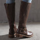 Women's Knee-High Riding Boots – Buckle Strap, Back Zipper | Brown, Black, Tan