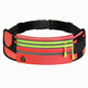Red and black waist bag with reflective stripes on a white background