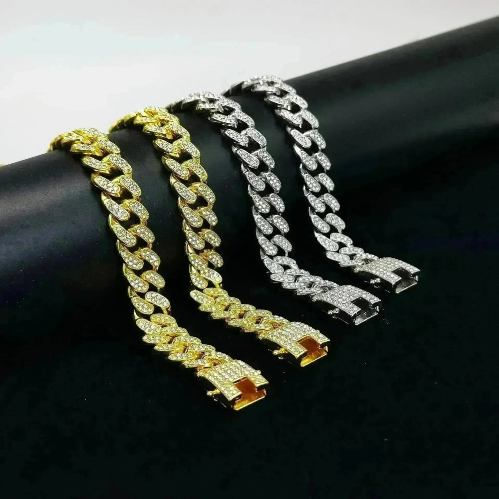 Flat Cuban Link Chain Diamond Bracelet - EX-STOCK CANADA