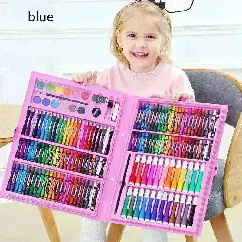 Double Panel Easel Version Watercolor Pen Set Brush Crayon Oil Pastel Children Painting Coloring Drawing Art set. - EX-STOCK CANADA
