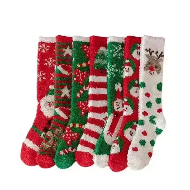 Coral Fleece Stockings Cartoon Thermal Christmas Room Socks - EX-STOCK CANADA