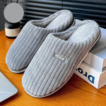 Solid Color Simple Cotton Slippers Winter Non-slip Home Warm Plush Slippers Household Indoor Couple Women's House Shoes - EX-STOCK Canada