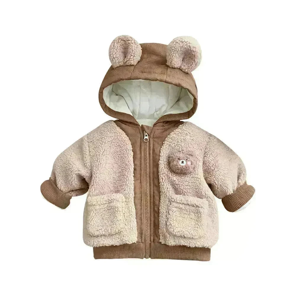 Children's Winter Jacket Korean-style Cute Bear Plus Velvet Cotton-padded Coat - EX-STOCK CANADA