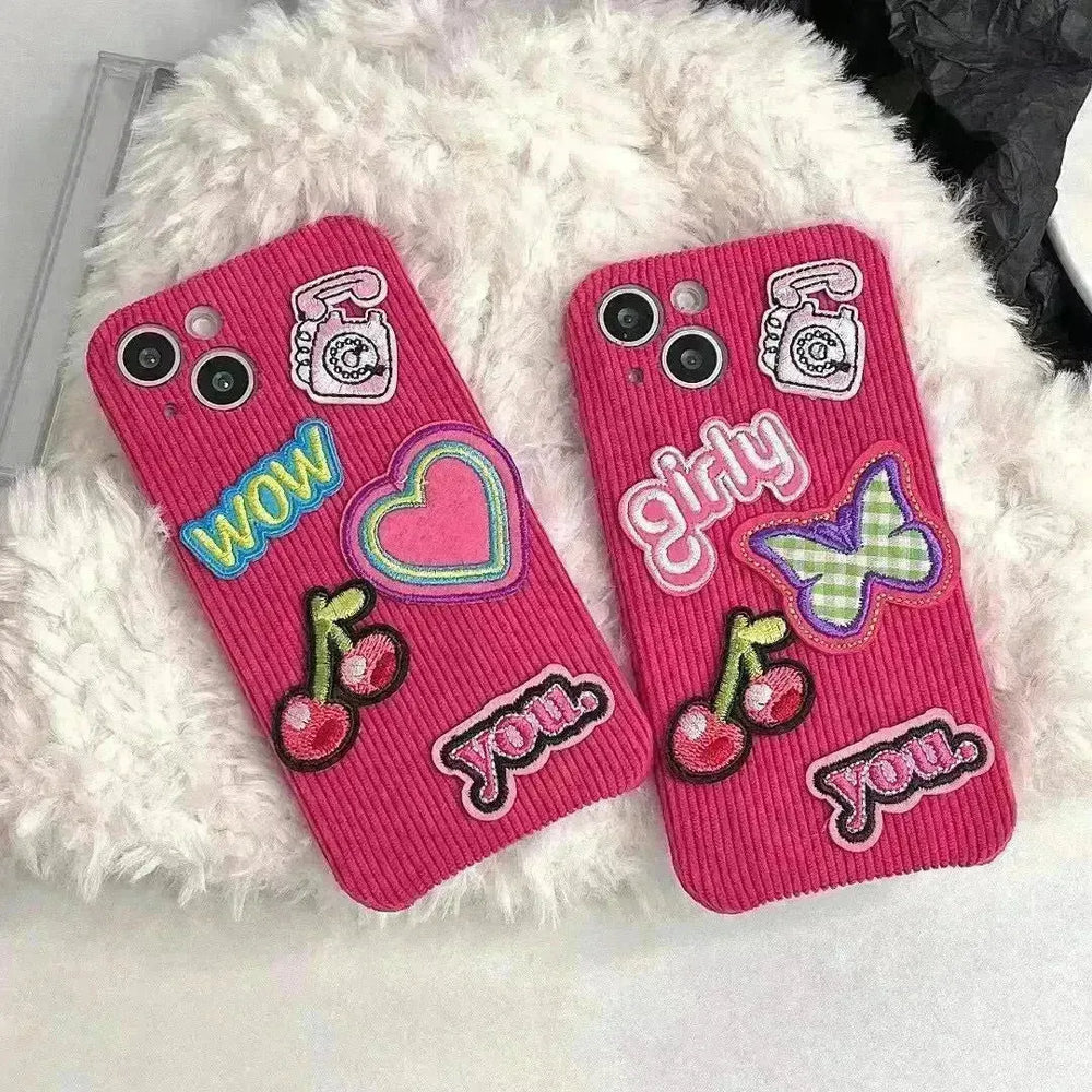 Embroidered Love Cherry Patch iphone Case women - EX-STOCK CANADA