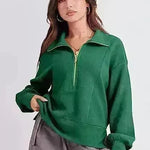 Women's Half Zipper Pullover Long Sleeve Sweatshirt - EX-STOCK CANADA