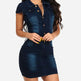Chic Club Mini Jeans Dress Button down short sleeve Denim Hip dress - EX-STOCK CANADA