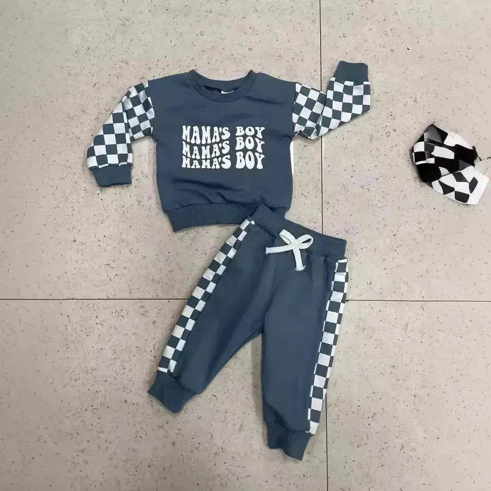 Children Plaid Printed Long-sleeve Sweater Set Casual baby outfit for Boys Baby two piece for boys - EX-STOCK Canada