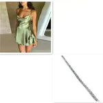 Elegant Chic Skirt Dress For Women Elegant Slim Strap Satin Backless Lace Up Ladies Party Mini Skater Dress - EX-STOCK CANADA