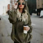 Women's Polerones Fleece Hoodie Pullover fall Winter Zipper Pocket Sweatshirt - EX-STOCK CANADA