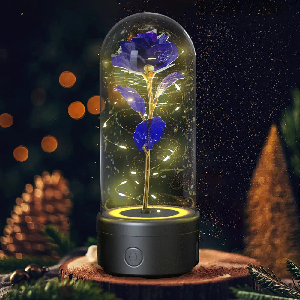 Creative 2 In 1 Rose Flowers LED Light And Bluetooth-compatible Speaker Valentine's Day Gift Rose Luminous Night Light Ornament In Glass Cover - EX-STOCK CANADA