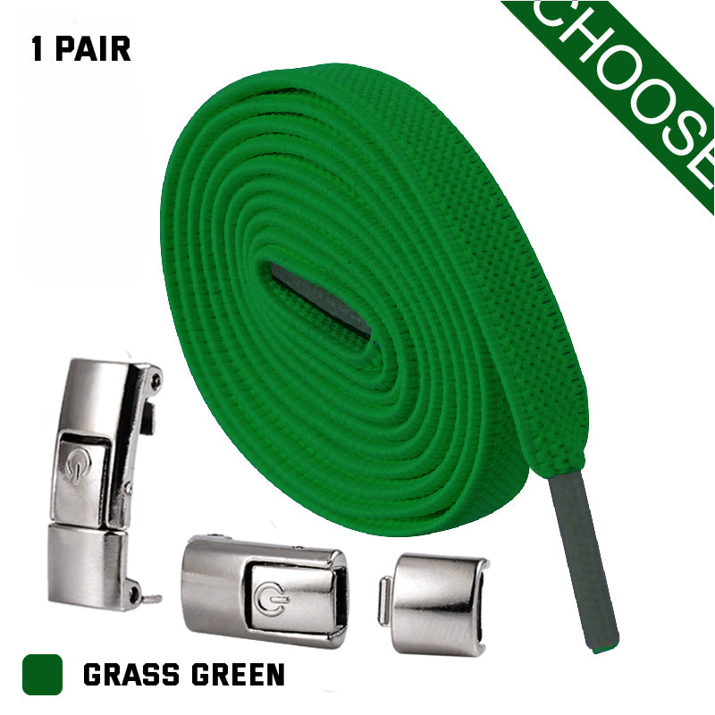 Press Lock Elastic No-Tie Shoelaces – 8MM Flat Widened Laces for Sneakers, Kids & Adults