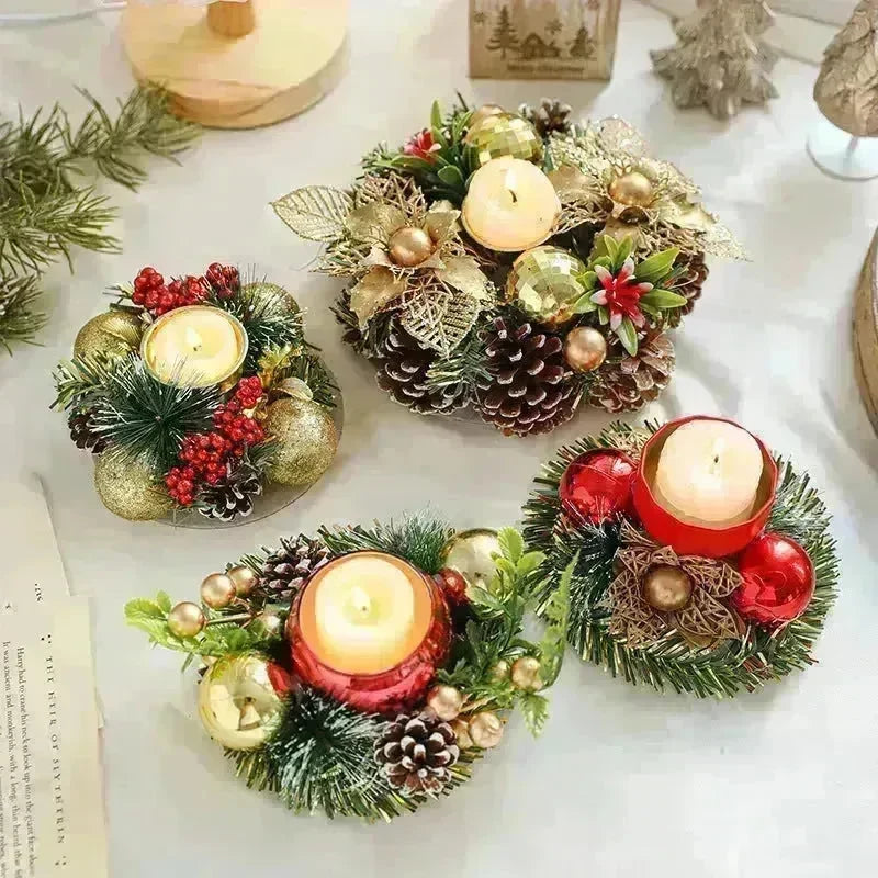 Christmas candle wreath Xmas New Year candle holders decors - EX-STOCK CANADA