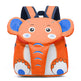 Orange elephant-shaped backpack with blue accents on a white background