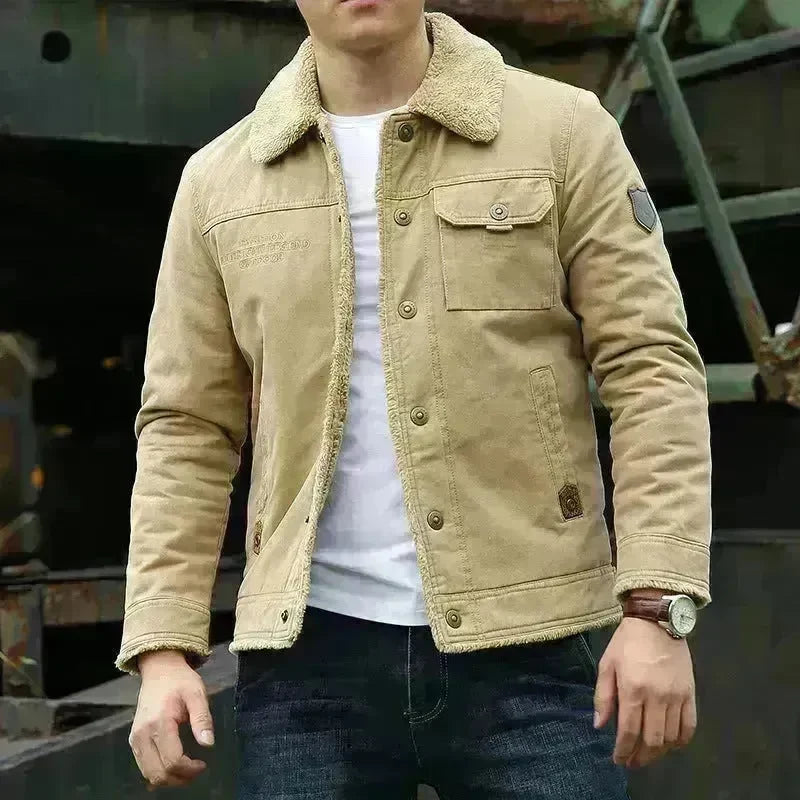 Men's Cotton Jacket Plus Velvet Thickening Outwear Winter Coat Clothing - EX-STOCK CANADA