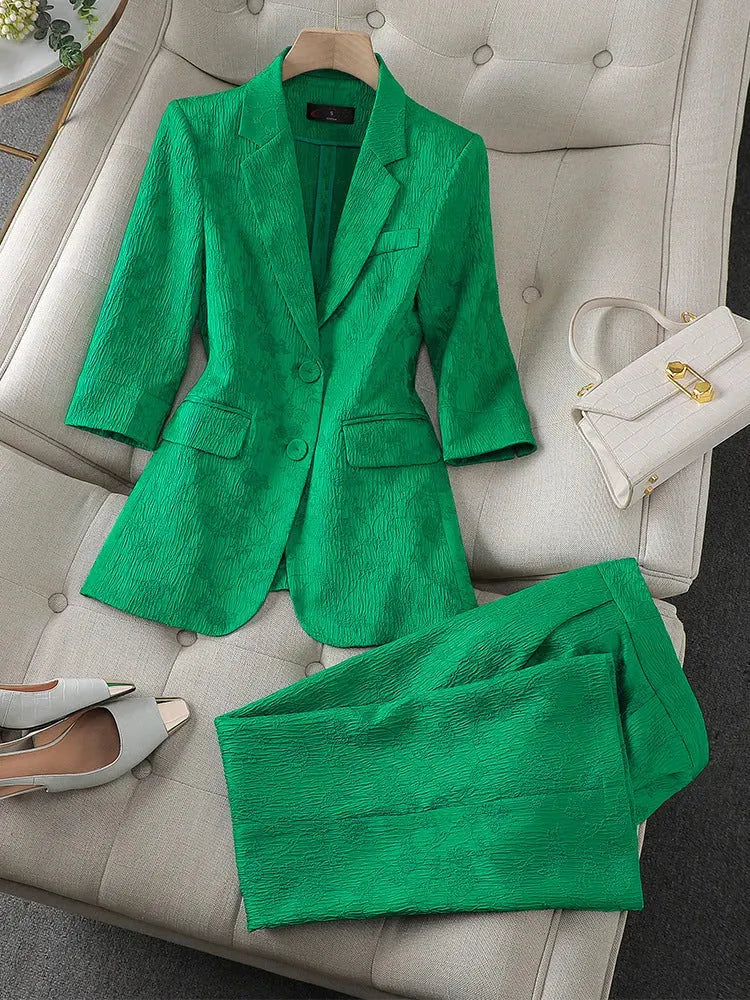 Half Sleeve Blazer And Pant Suit Ladies Women Female Jacket pant suit for women - EX-STOCK CANADA