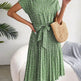 Casual Spring Summer Tie belt Pleated Floral Midi Dress - EX-STOCK Canada