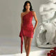 One-shoulder Sleeveless Mini Dress Charming Slim Backless Party Wedding Satin Dresses Womens Clothing - EX-STOCK CANADA
