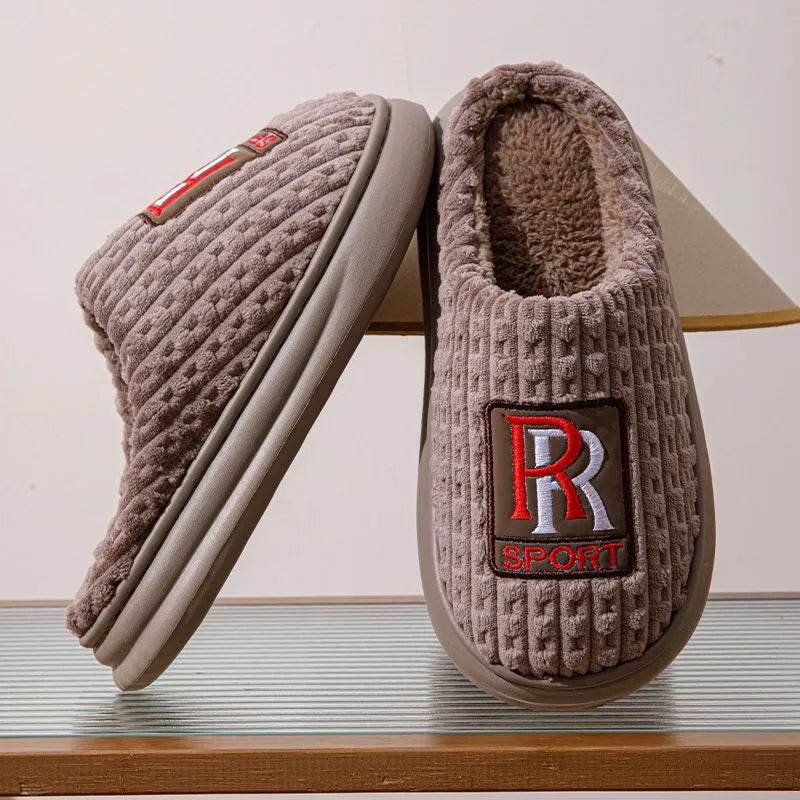 Men's Letter Plush Slippers Winter Warm Non-slip House Shoes Plus Size Indoor Bedroom Floor Home Slipper For Women - EX-STOCK Canada