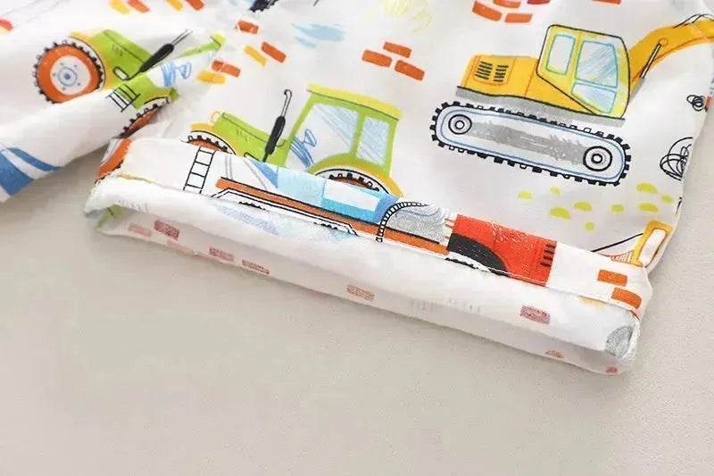 Boy's Shirt Suit Thin Summer Fashionable Cartoon Baby Short Sleeve Summer Clothing Two piece for boys - EX-STOCK Canada