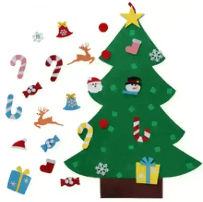 DIY Felt Christmas Tree New Year Toddler Kids Handmade Gift Toys Door Wall Hanging Ornaments Holiday Party Home Decor Set - EX-STOCK CANADA